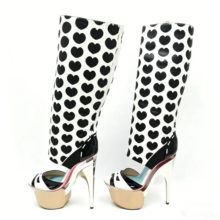 Squama Snake-Effect Platform Peep-Toe Boots