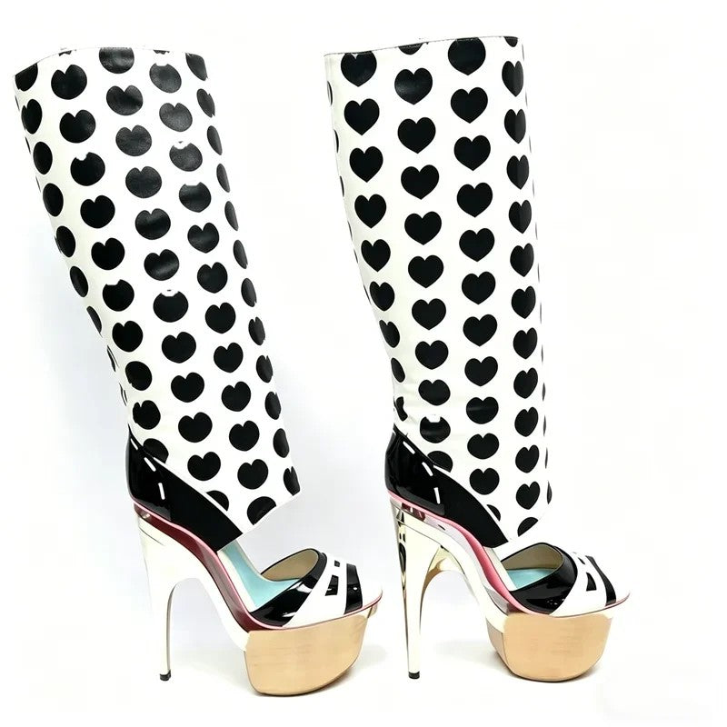 Squama Snake-Effect Platform Peep-Toe Boots
