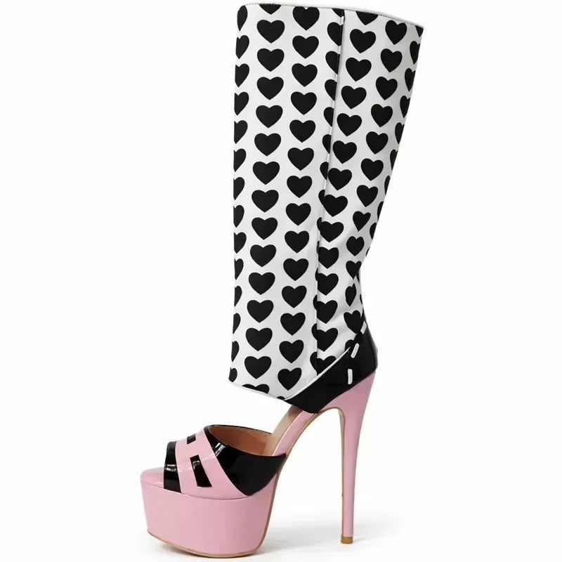 Squama Snake-Effect Platform Peep-Toe Boots