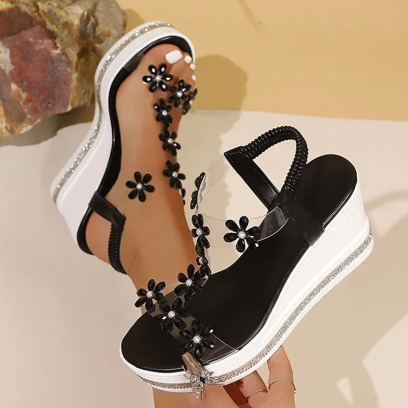 Fiora Crystal Wedge Sandals