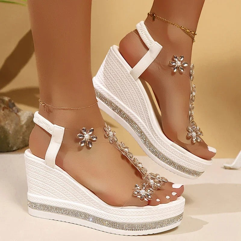 Fiora Crystal Wedge Sandals