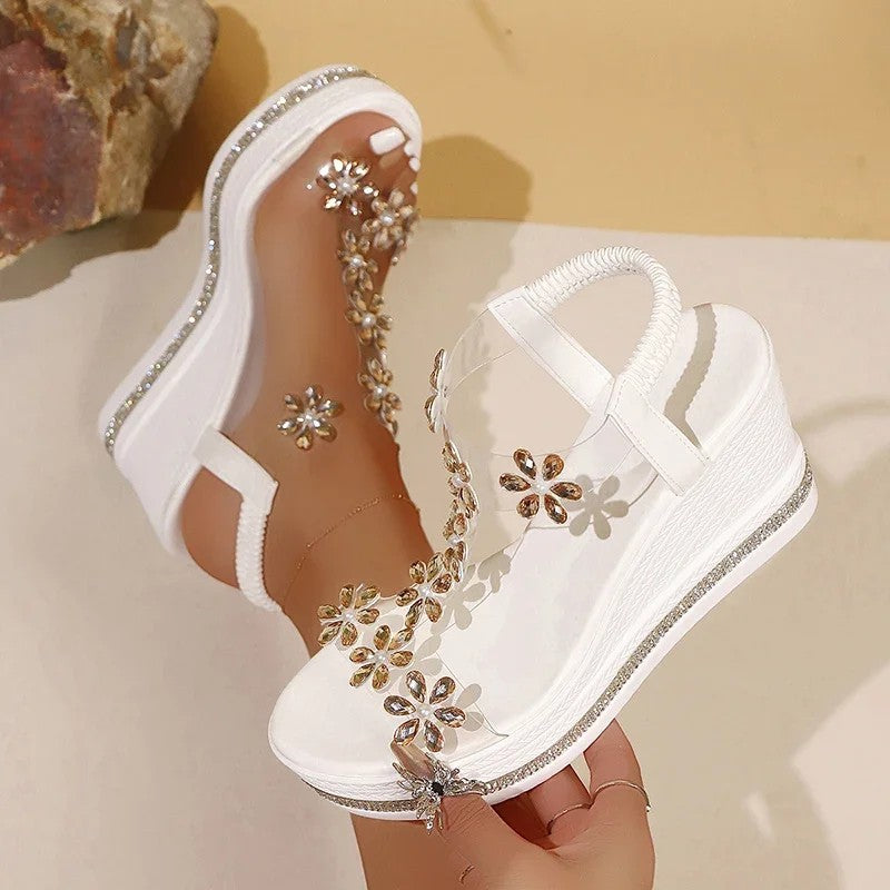 Fiora Crystal Wedge Sandals