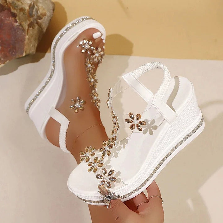 Fiora Crystal Wedge Sandals