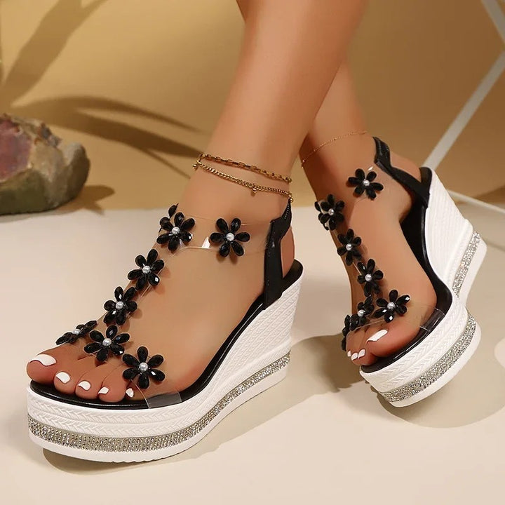 Fiora Crystal Wedge Sandals