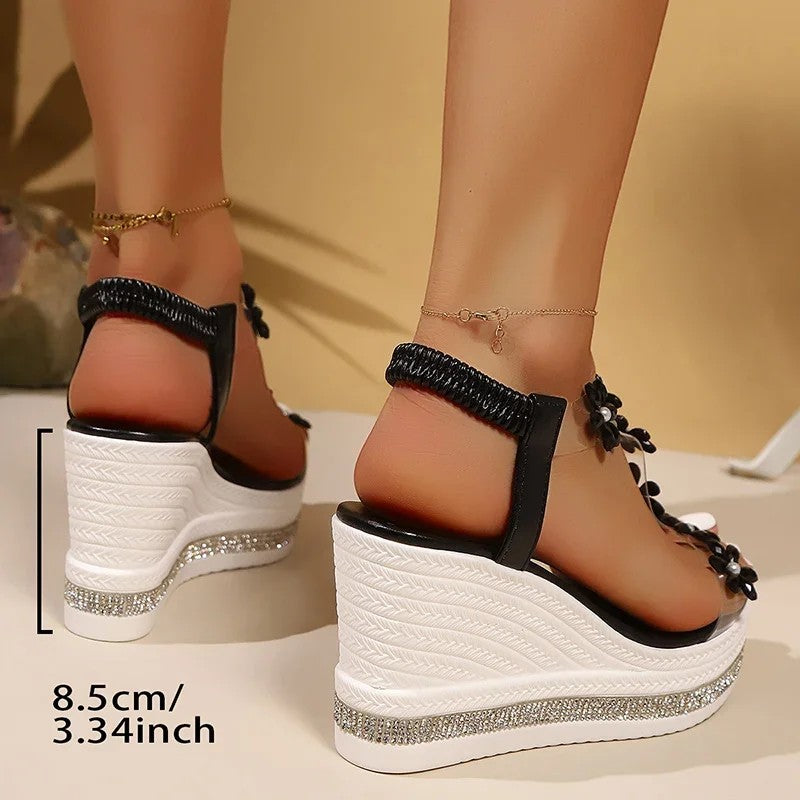 Fiora Crystal Wedge Sandals