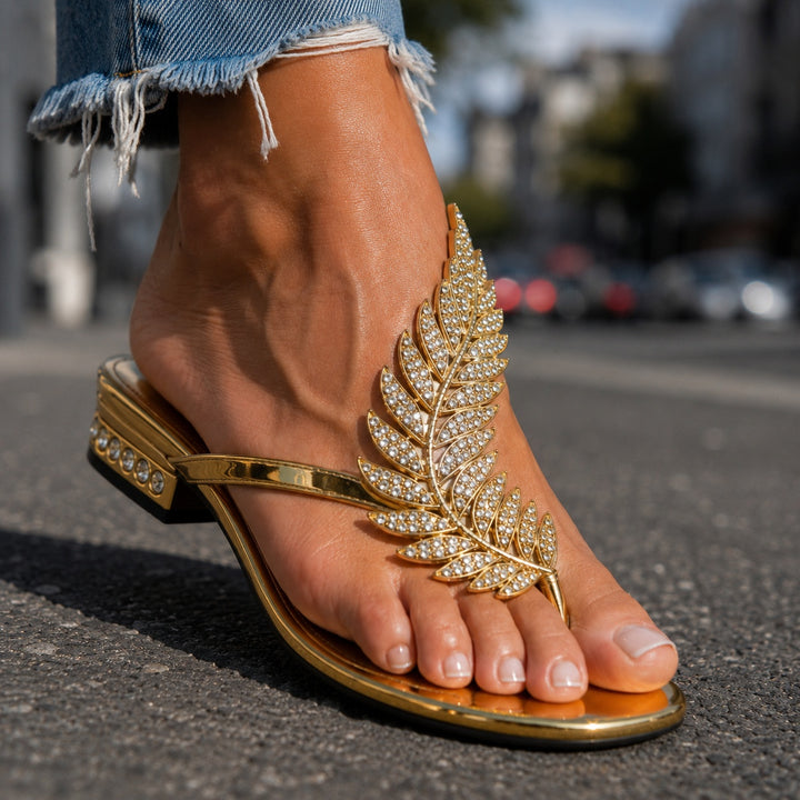 Fogliolina Crystal Leaf Flip Flops — ce_brooklyn_s2_01