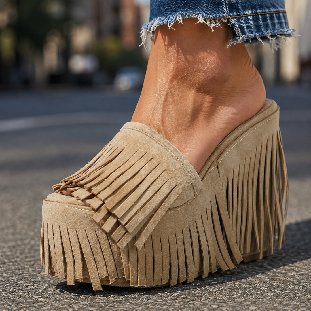 Frangia Fringe Wedge Mules — ce_brooklyn_s2_01