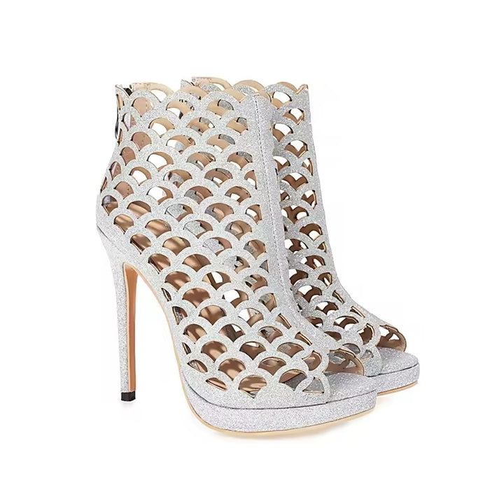 Squama Scaled Peep-Toe Booties