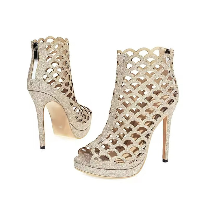 Squama Scaled Peep-Toe Booties