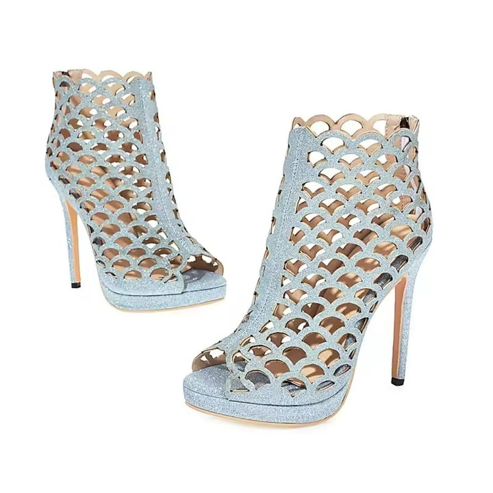 Squama Scaled Peep-Toe Booties