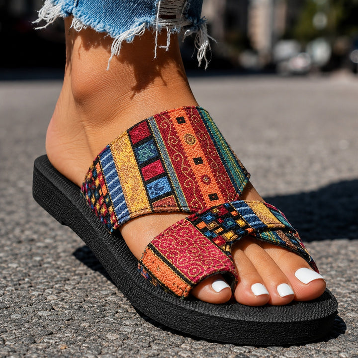Marrakech Patchwork Slide Sandals — ce_brooklyn_s2_01