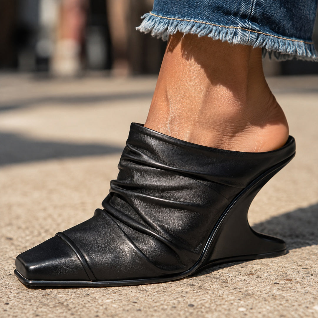 Ruche Sculpted Heel Mules — ce_brooklyn_s2_01