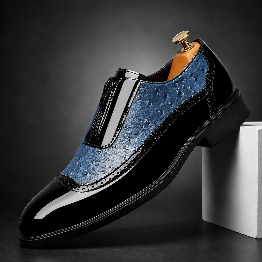 Struzzo Textured Zip Loafers — ce_angle_01