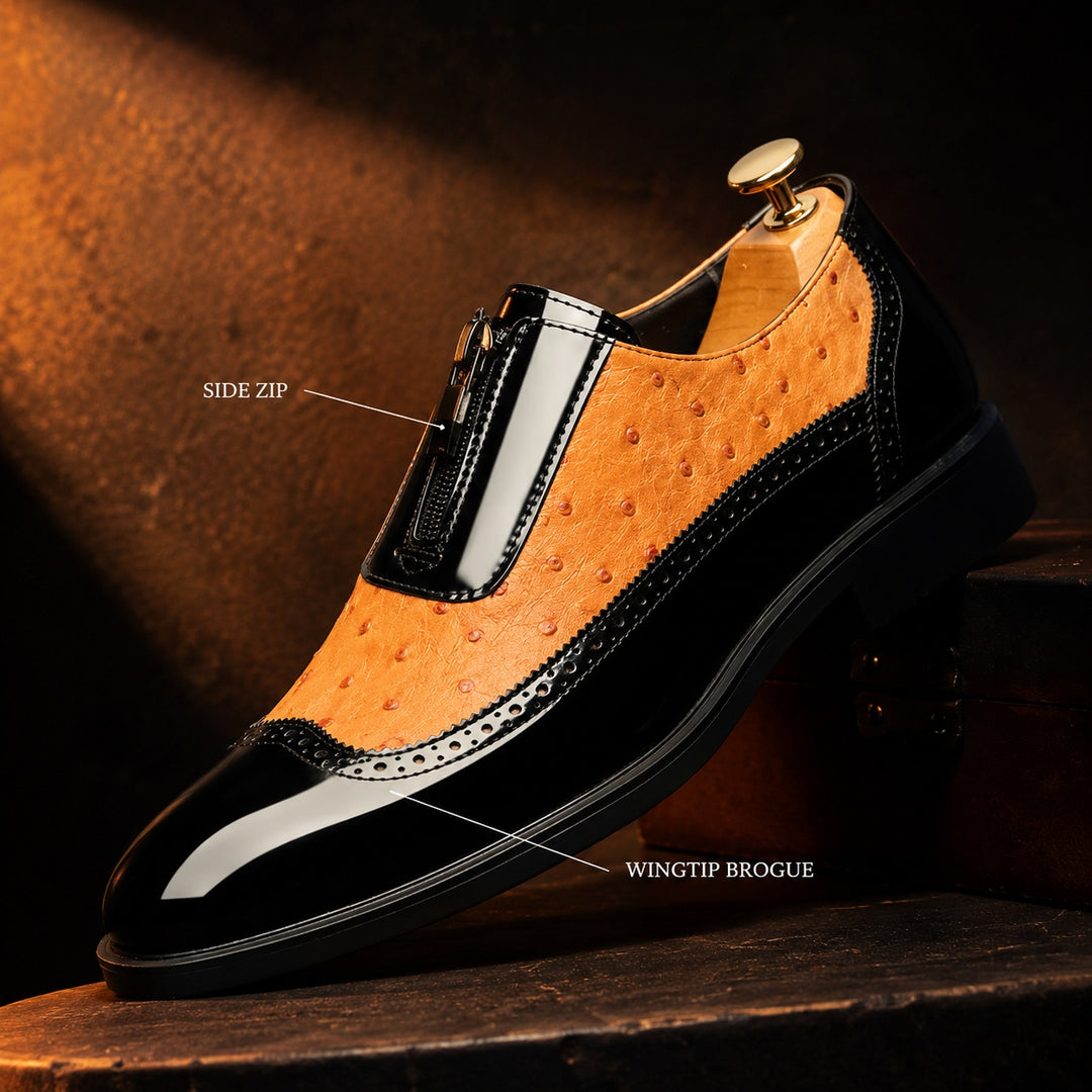 Struzzo Textured Zip Loafers — ce_metastatic_03