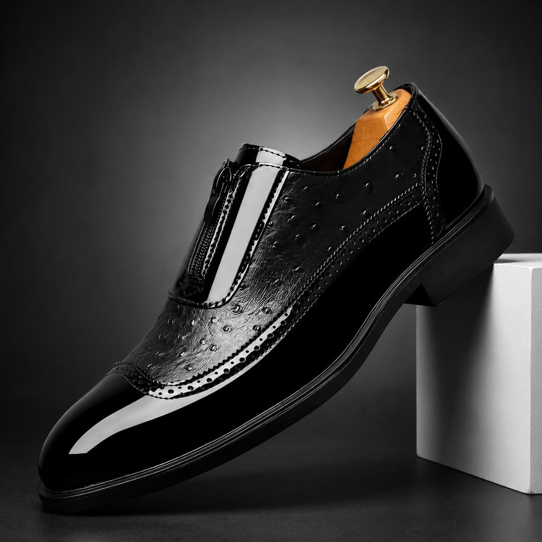 Struzzo Textured Zip Loafers — ce_angle_01