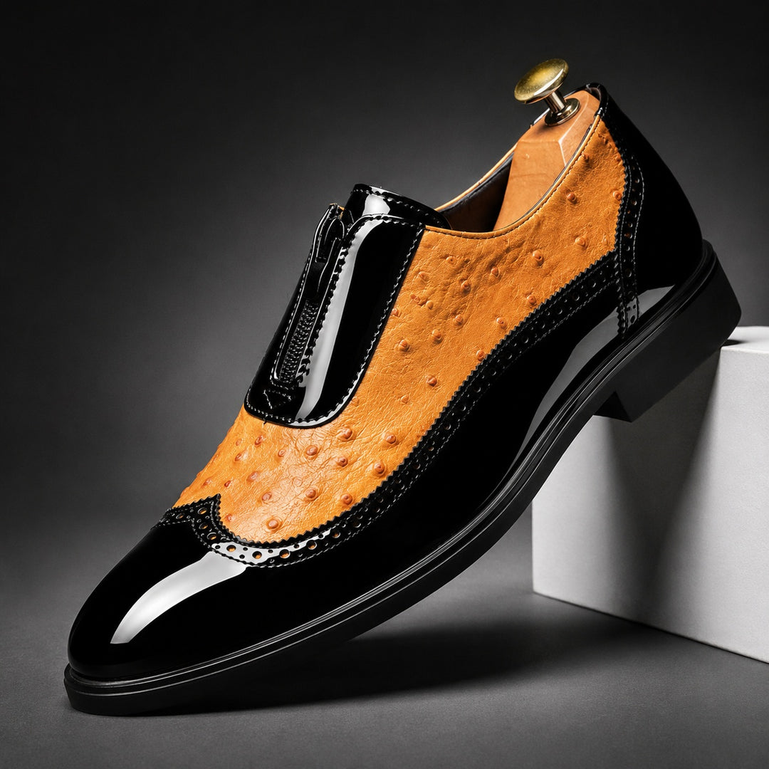 Struzzo Textured Zip Loafers — ce_angle_01