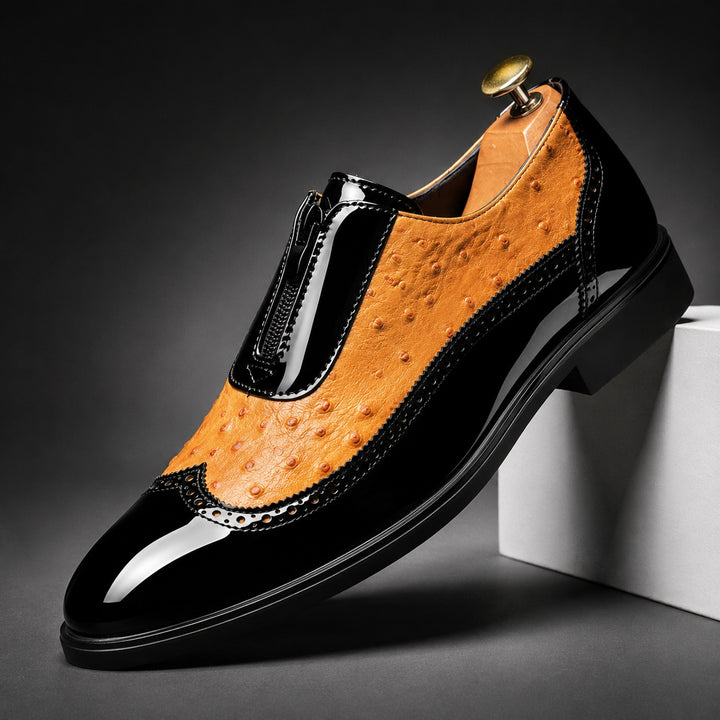 Struzzo Textured Zip Loafers — ce_angle_01