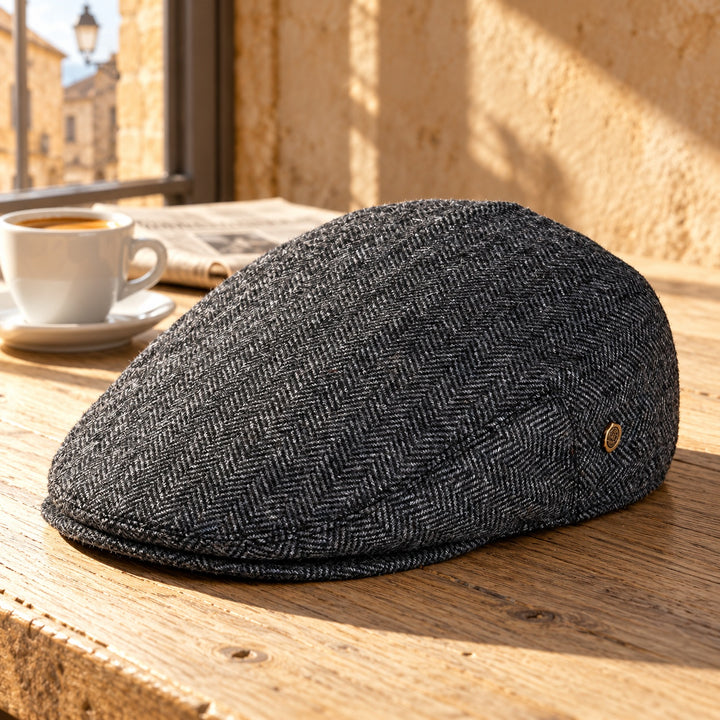 Thatcher Herringbone Flat Cap — ce_metastatic_01