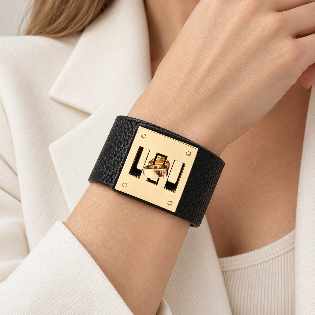Turnlock Leather Cuff Bracelet — ce_metastatic_01