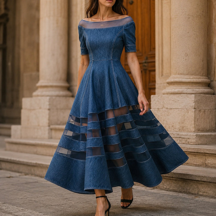 Verandah Sheer-Stripe Midi Dress — ce_aub_01