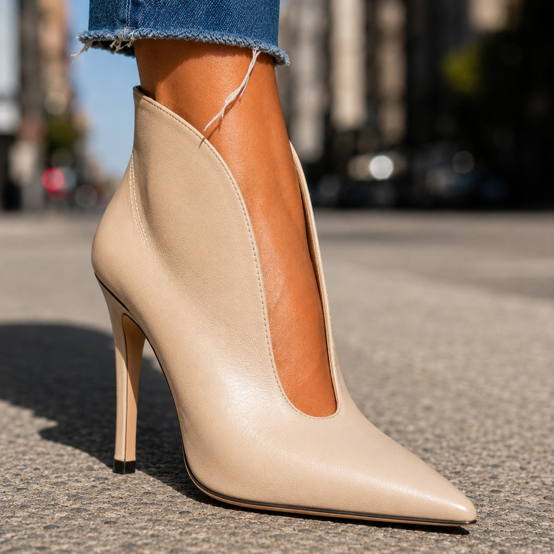 Vertigine Plunge-Vamp Ankle Booties — ce_brooklyn_s2_01