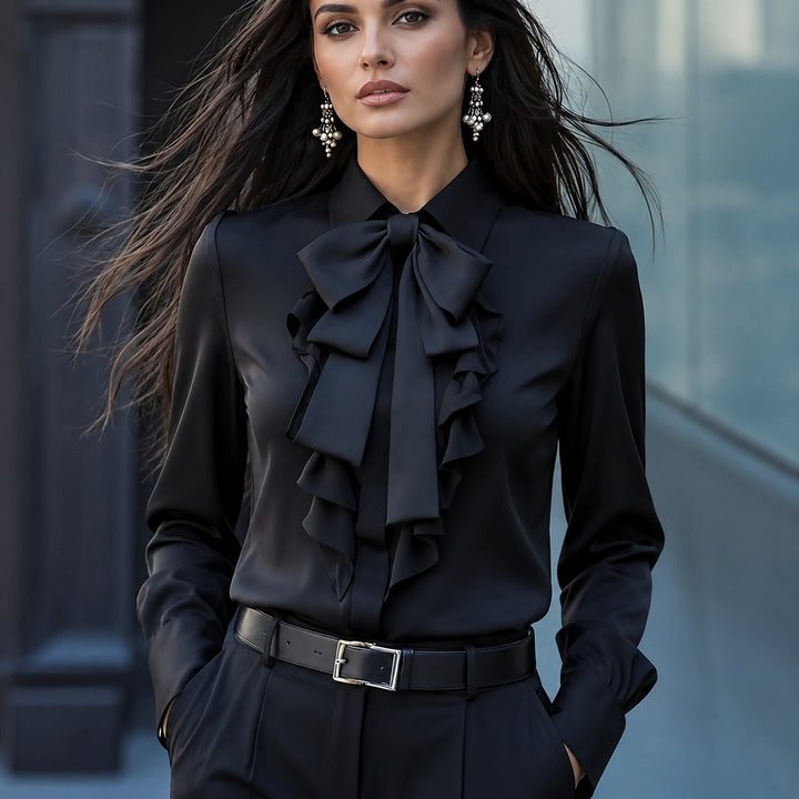 Vittoria Bow Ruffle Blouse — ce_pivot_front_01