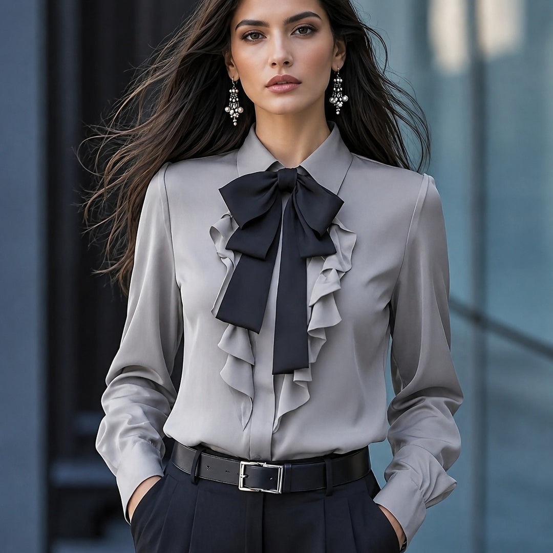 Vittoria Bow Ruffle Blouse — ce_pivot_front_05