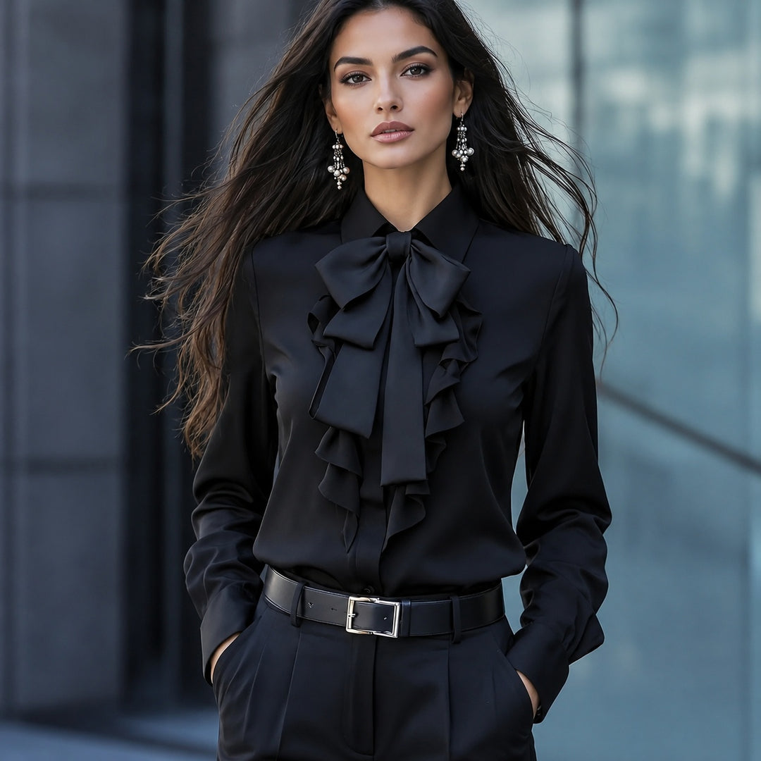 Vittoria Bow Ruffle Blouse — ce_pivot_front_06