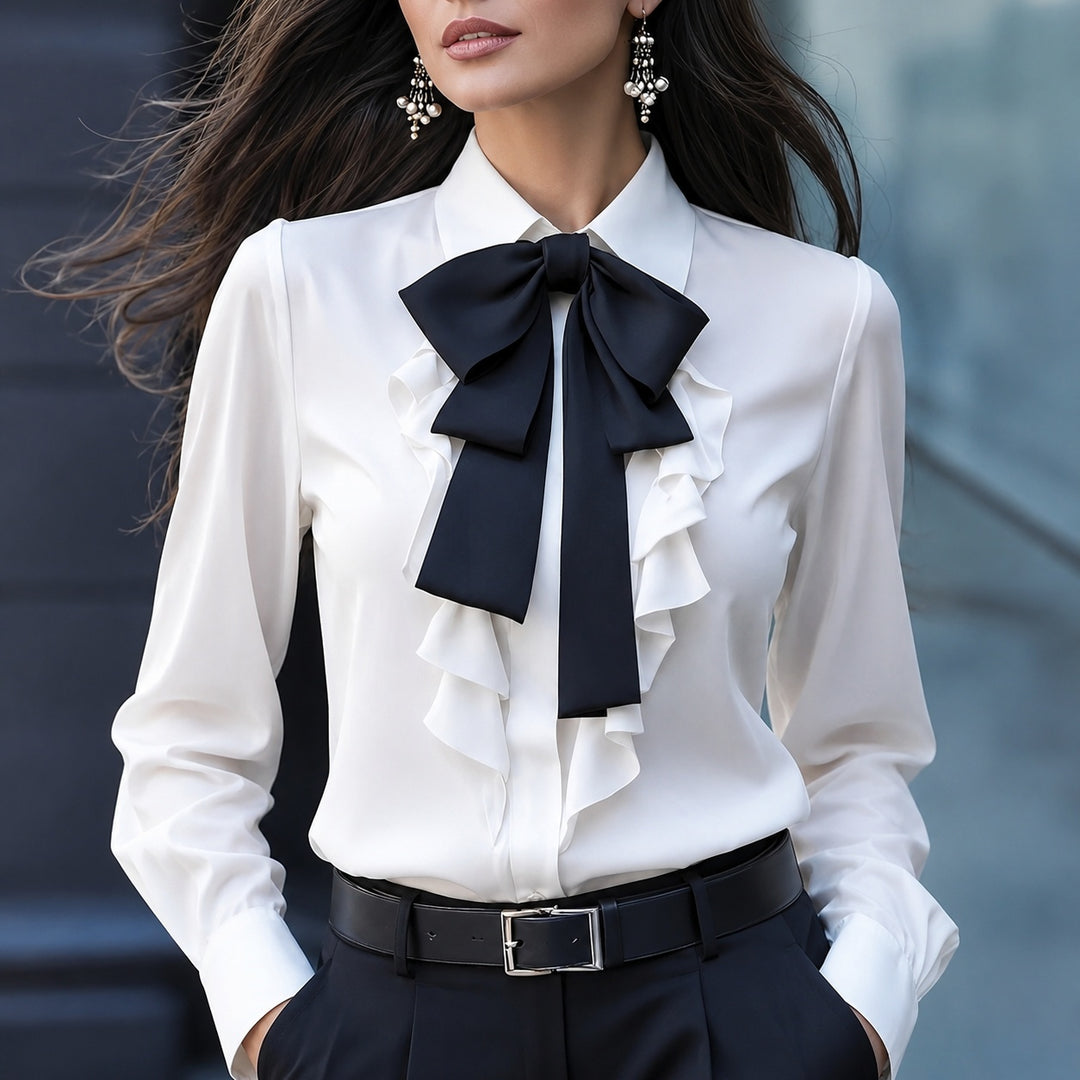 Vittoria Bow Ruffle Blouse — ce_pivot_front_07